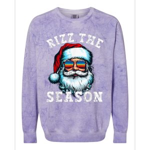 Rizz The Season Funny Christmas Santa Claus Rizzler Colorblast Crewneck Sweatshirt