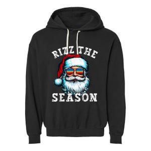 Rizz The Season Funny Christmas Santa Claus Rizzler Garment-Dyed Fleece Hoodie