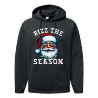 Rizz The Season Funny Christmas Santa Claus Rizzler Performance Fleece Hoodie