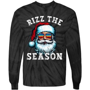 Rizz The Season Funny Christmas Santa Claus Rizzler Tie-Dye Long Sleeve Shirt