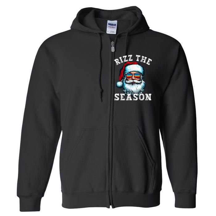 Rizz The Season Funny Christmas Santa Claus Rizzler Full Zip Hoodie