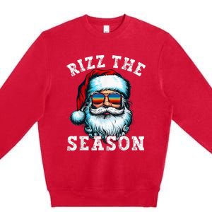 Rizz The Season Funny Christmas Santa Claus Rizzler Premium Crewneck Sweatshirt