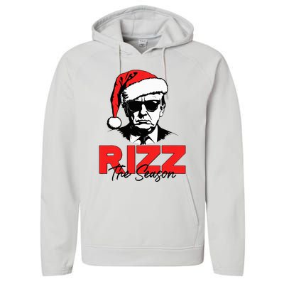 Rizz The Season Christmas Humorous Trump 2024 Santa Rizzler Performance Fleece Hoodie