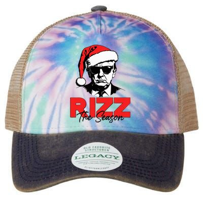 Rizz The Season Christmas Humorous Trump 2024 Santa Rizzler Legacy Tie Dye Trucker Hat