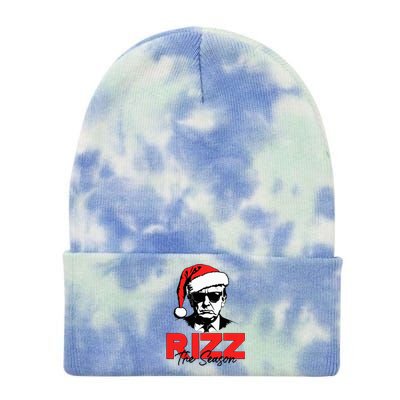 Rizz The Season Christmas Humorous Trump 2024 Santa Rizzler Tie Dye 12in Knit Beanie