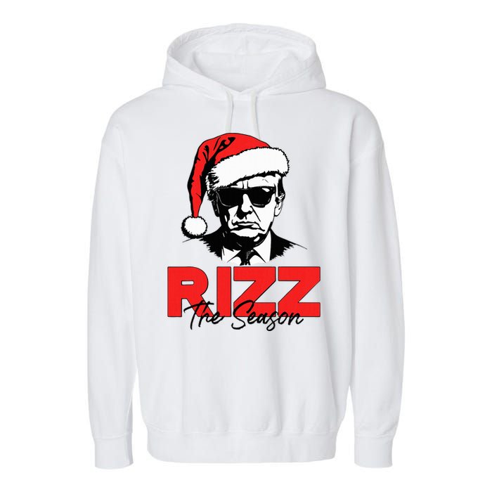 Rizz The Season Christmas Humorous Trump 2024 Santa Rizzler Garment-Dyed Fleece Hoodie