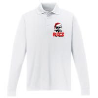 Rizz The Season Christmas Humorous Trump 2024 Santa Rizzler Performance Long Sleeve Polo