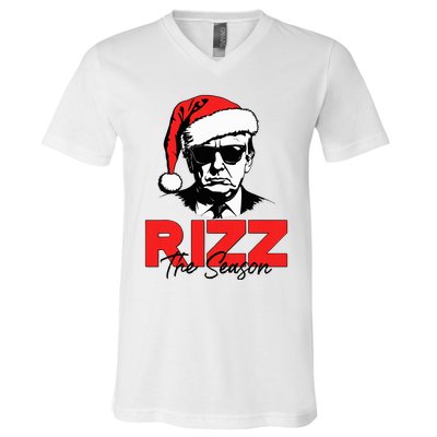 Rizz The Season Christmas Humorous Trump 2024 Santa Rizzler V-Neck T-Shirt