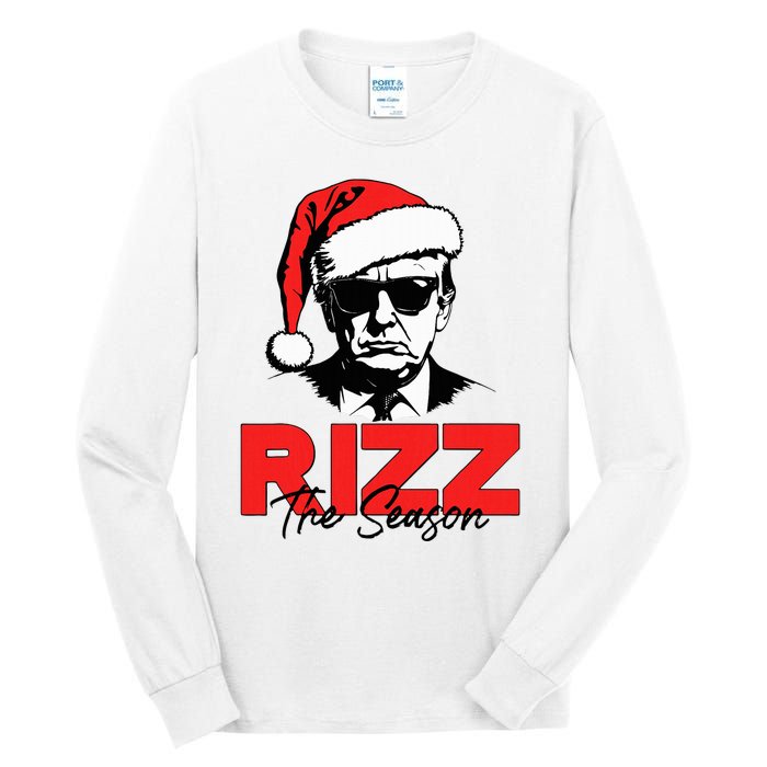 Rizz The Season Christmas Humorous Trump 2024 Santa Rizzler Tall Long Sleeve T-Shirt