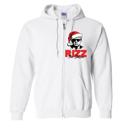 Rizz The Season Christmas Humorous Trump 2024 Santa Rizzler Full Zip Hoodie