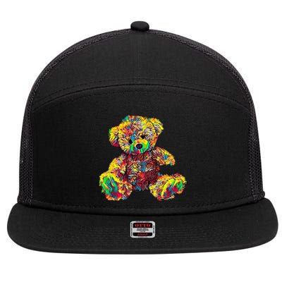 Rainbow Toy Stuffed Bear 7 Panel Mesh Trucker Snapback Hat