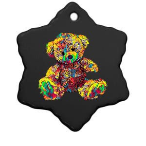 Rainbow Toy Stuffed Bear Ceramic Star Ornament