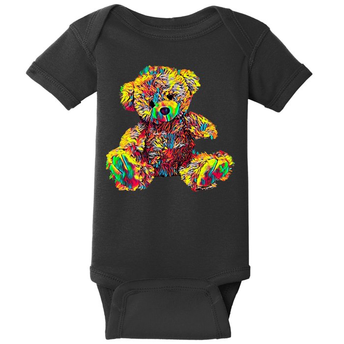 Rainbow Toy Stuffed Bear Baby Bodysuit