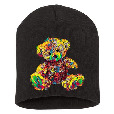 Rainbow Toy Stuffed Bear Short Acrylic Beanie