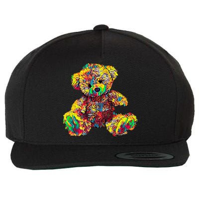 Rainbow Toy Stuffed Bear Wool Snapback Cap