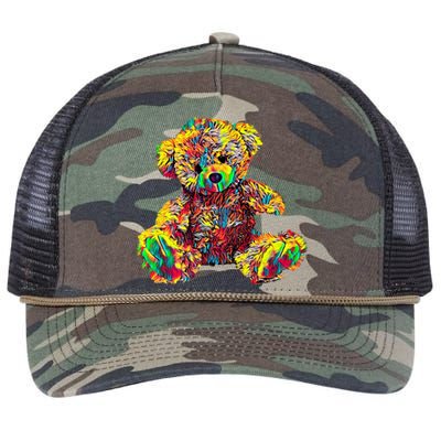 Rainbow Toy Stuffed Bear Retro Rope Trucker Hat Cap