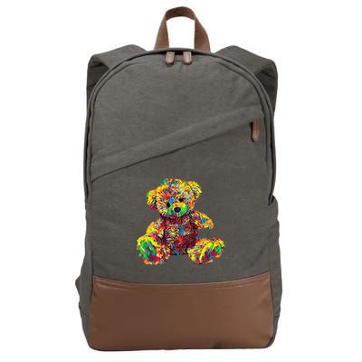 Rainbow Toy Stuffed Bear Cotton Canvas Backpack