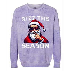 Rizz The Season Funny Santa Joke White Elephant Christmas Colorblast Crewneck Sweatshirt