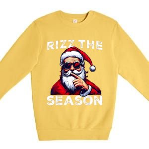 Rizz The Season Funny Santa Joke White Elephant Christmas Premium Crewneck Sweatshirt