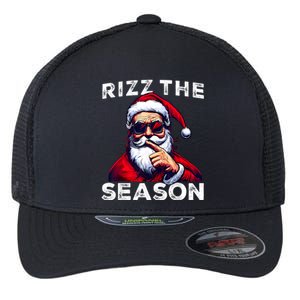 Rizz The Season Funny Santa Joke White Elephant Christmas Flexfit Unipanel Trucker Cap