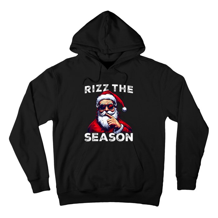 Rizz The Season Funny Santa Joke White Elephant Christmas Hoodie