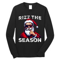 Rizz The Season Funny Santa Joke White Elephant Christmas Long Sleeve Shirt