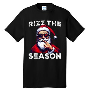 Rizz The Season Funny Santa Joke White Elephant Christmas Tall T-Shirt