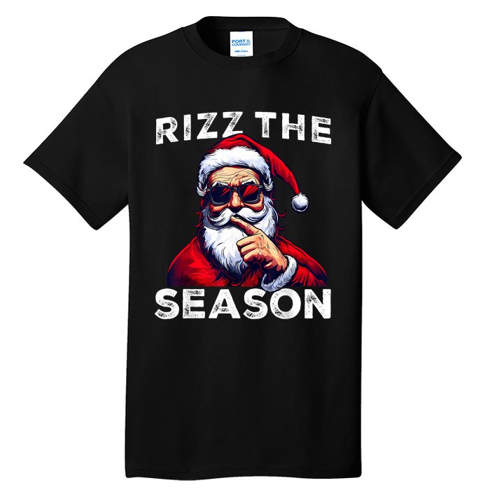 Rizz The Season Funny Santa Joke White Elephant Christmas Tall T-Shirt