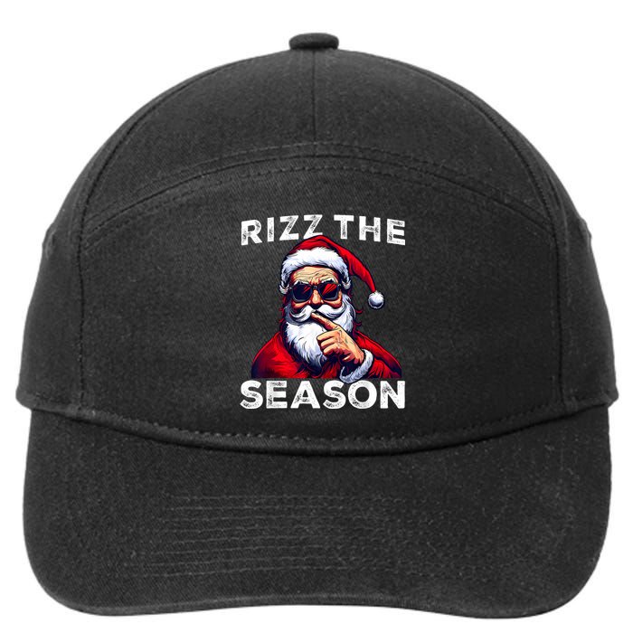 Rizz The Season Funny Santa Joke White Elephant Christmas 7-Panel Snapback Hat