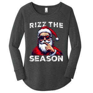 Rizz The Season Funny Santa Joke White Elephant Christmas Women's Perfect Tri Tunic Long Sleeve Shirt