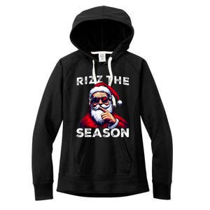 Rizz The Season Funny Santa Joke White Elephant Christmas Women's Fleece Hoodie