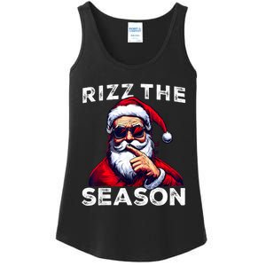 Rizz The Season Funny Santa Joke White Elephant Christmas Ladies Essential Tank