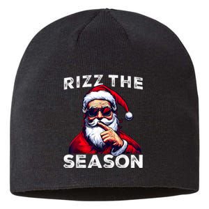 Rizz The Season Funny Santa Joke White Elephant Christmas Sustainable Beanie