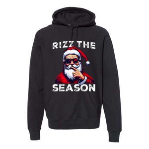 Rizz The Season Funny Santa Joke White Elephant Christmas Premium Hoodie