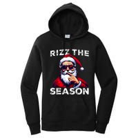 Rizz The Season Funny Santa Joke White Elephant Christmas Women's Pullover Hoodie