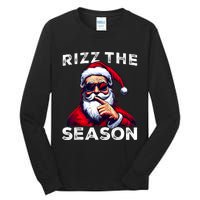 Rizz The Season Funny Santa Joke White Elephant Christmas Tall Long Sleeve T-Shirt