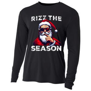 Rizz The Season Funny Santa Joke White Elephant Christmas Cooling Performance Long Sleeve Crew