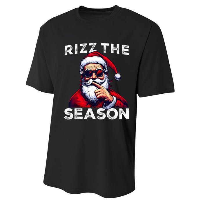 Rizz The Season Funny Santa Joke White Elephant Christmas Performance Sprint T-Shirt