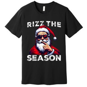 Rizz The Season Funny Santa Joke White Elephant Christmas Premium T-Shirt