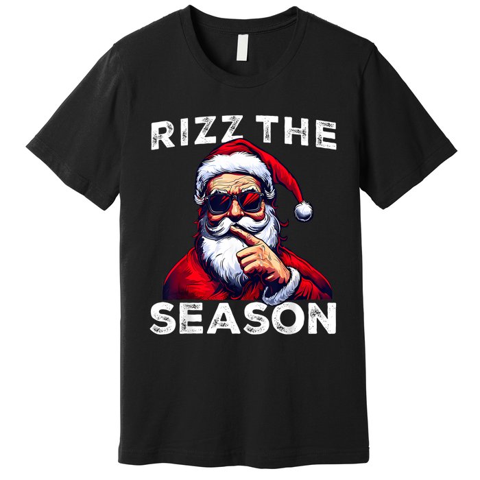 Rizz The Season Funny Santa Joke White Elephant Christmas Premium T-Shirt