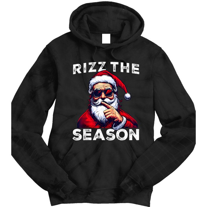 Rizz The Season Funny Santa Joke White Elephant Christmas Tie Dye Hoodie