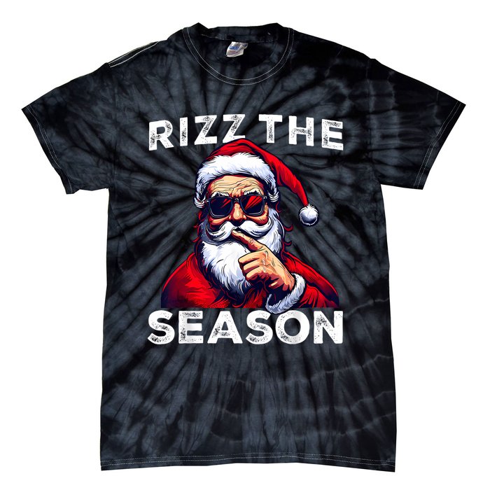 Rizz The Season Funny Santa Joke White Elephant Christmas Tie-Dye T-Shirt