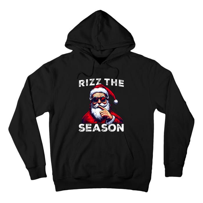 Rizz The Season Funny Santa Joke White Elephant Christmas Tall Hoodie