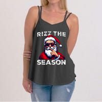 Rizz The Season Funny Santa Joke White Elephant Christmas Women's Strappy Tank