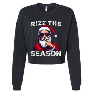 Rizz The Season Funny Santa Joke White Elephant Christmas Cropped Pullover Crew