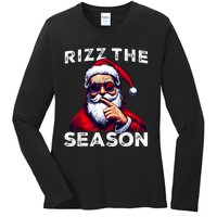 Rizz The Season Funny Santa Joke White Elephant Christmas Ladies Long Sleeve Shirt