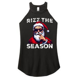 Rizz The Season Funny Santa Joke White Elephant Christmas Women's Perfect Tri Rocker Tank