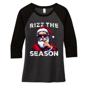 Rizz The Season Funny Santa Joke White Elephant Christmas Women's Tri-Blend 3/4-Sleeve Raglan Shirt