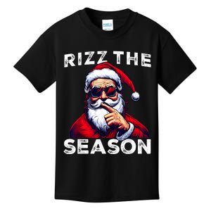 Rizz The Season Funny Santa Joke White Elephant Christmas Kids T-Shirt