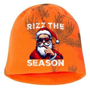 Rizz The Season Funny Santa Joke White Elephant Christmas Kati - Camo Knit Beanie